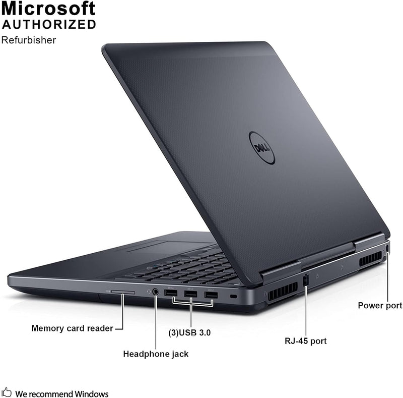 Dell Precision 7510 Ordinateur portable 15,0", Core i7-6820HQ, 2,7 GHz, 16 Go, SSD, 512 Go, Windows 10 Pro 64bit, Webcam (Renouvel√©) (Renewed)