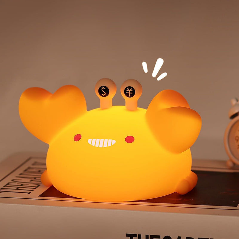 Pumpkin Night Light, Cute LED Pumpkin Lamp with 3 Level Dimmable, Nursery Nightlight for Kids, Silicone Rechargeable Bedside Touch Lamp, Funny Office Desk and Halloween Decor Toy for Woman Kids - Crab