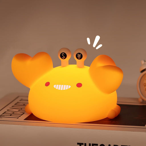 Pumpkin Night Light, Cute LED Pumpkin Lamp with 3 Level Dimmable, Nursery Nightlight for Kids, Silicone Rechargeable Bedside Touch Lamp, Funny Office Desk and Halloween Decor Toy for Woman Kids - Crab