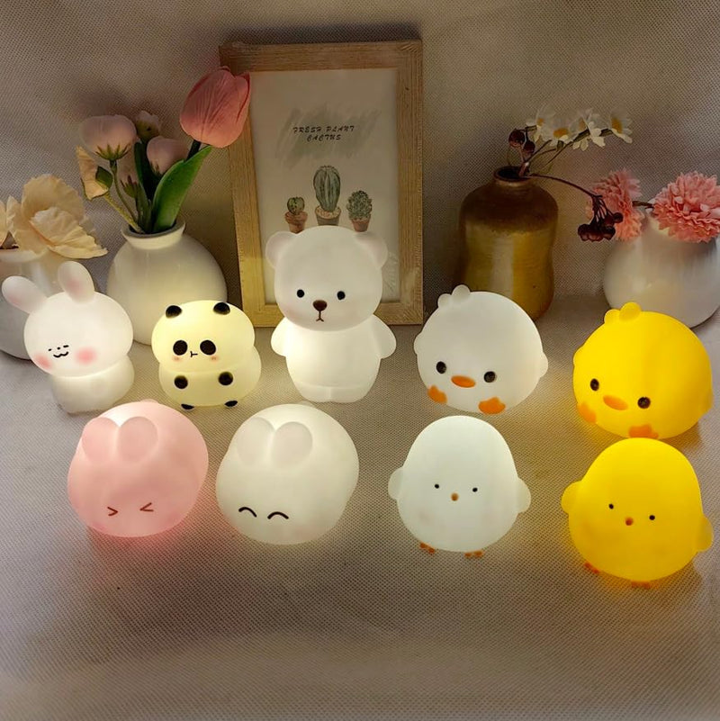Cute Animal Night Lights, Mini LED Lamps with Panda, Bear, Duck, Bunny Characters, Cute gifts for children (White chick, Small)