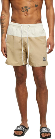 Men Block Swim Shorts Swim Trunks (pack of 1) - Union Beige/Softsea Rass