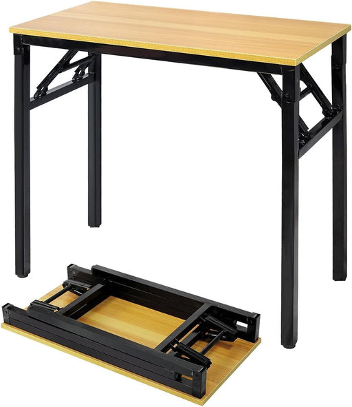 Folding Table Multi Functional Standing Desk With Adjustable Height Legs,for Camping, Garden, Picnic,Coffee,Bbq,No Install Needed Yellow Color Desktop Black Frame(100x50x75cm) - 100Ã50Ã75cm