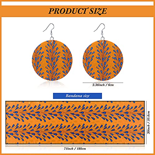 3Pcs Women African Dashiki Skirt Traditional Costume African Bohemian Head Wrap Scarf Drop Dangle Earring