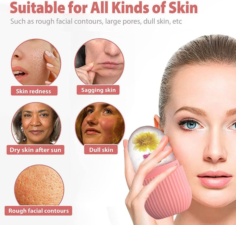 ECVV Ice Face Roller Massager,Ice Cube Roller for Face, Eyes and Neck Naturally Conditioning and Skin Care,De-Puff Eye Bags,Reduce Migraine Pain,Reusable Massage Silicone Ice MoldRandom Color