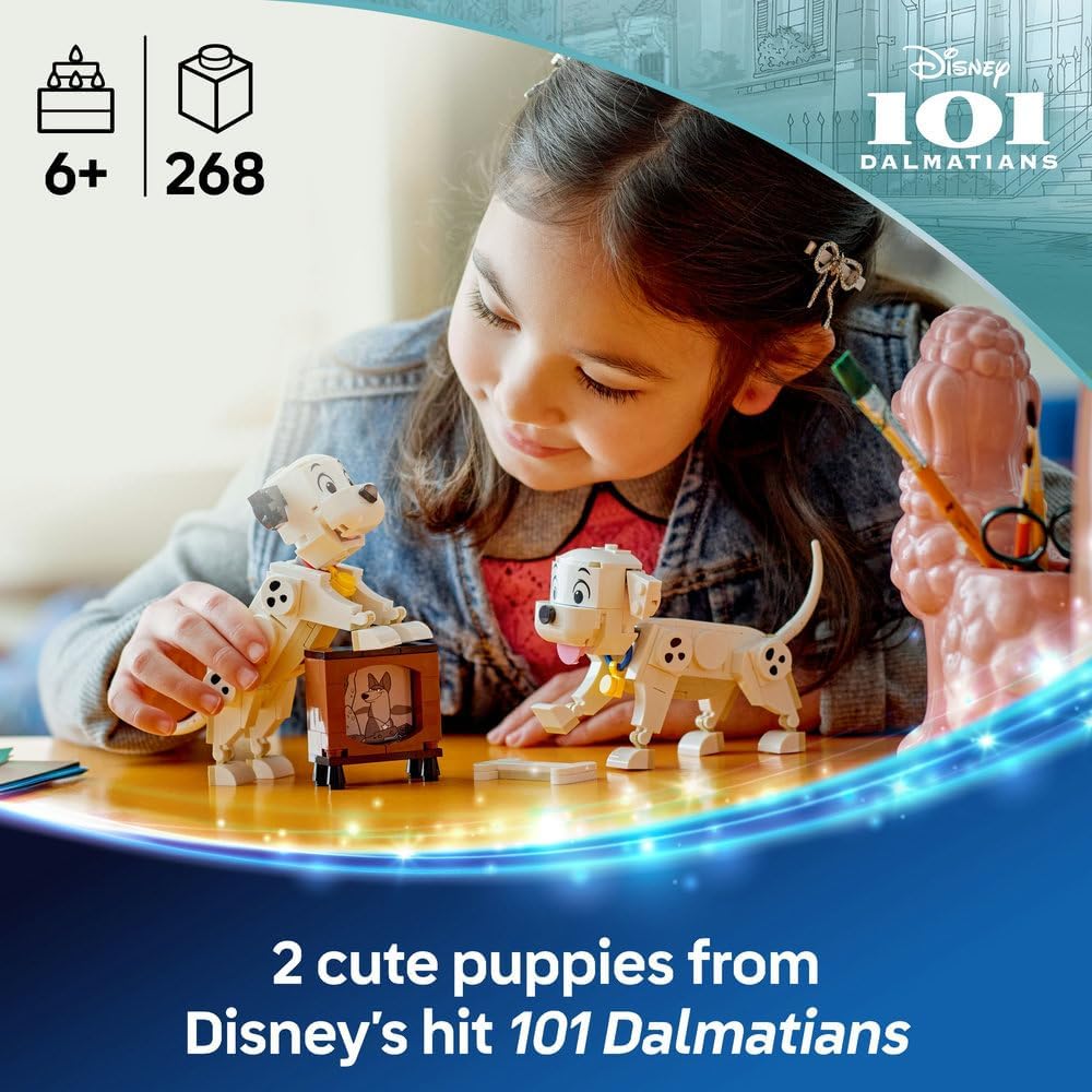 Disney Lucky & Penny 101 Dalmatians Puppies 43271 Play & Display Animal Figures, Movable Heads, Legs & Tails, Building Toy, Gift for 6+ Year Old Girls & Boys, 268 Pieces – image 2