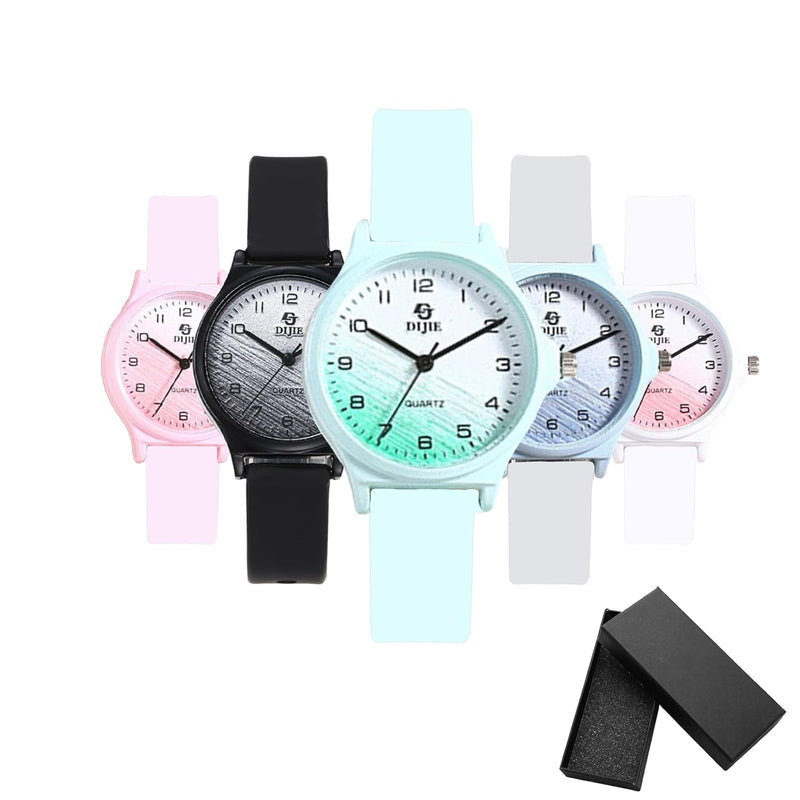 Adando Kids Analog Watch Waterproof Wrist Watch Quartz Minimalist Watches with Soft Band Silicone Strap Learning Time Children Watch Easy to Read for Girls Boys Children Teenagers Birthday Gifts