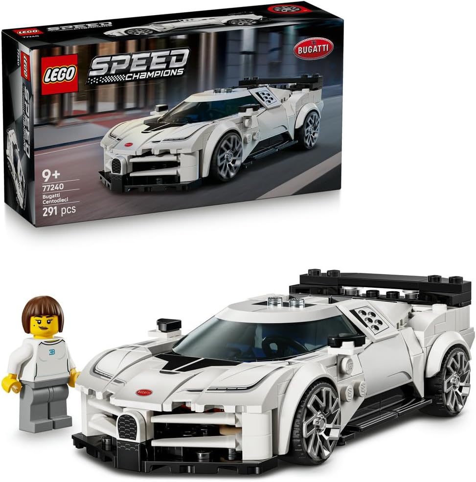Speed Champions Bugatti Centodieci Hyper Sports Car Toy - Car Model Kit with a Driver Minifigure - Birthday Gift for 9+ Year Old Boys - 77240 – image 1
