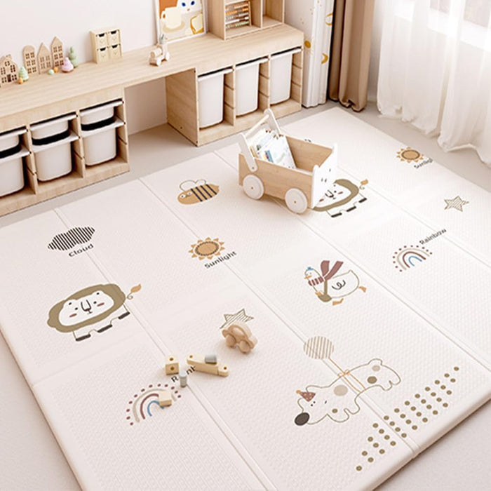 QHWRV Double-Sided Pattern Baby Crawling Play Mat 180x200x1.5cm with Height Ruler, Foldable, Suitable for Babies & Toddlers, Kindergarten Mat, Waterproof & Dustproof (A)