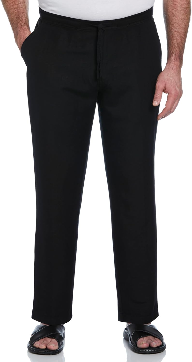 Men's Drawstring Pant With Back Elastic Waistband Casual Pants - Jet Black