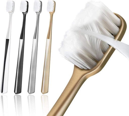 Ultra Soft Nano Toothbrush, for Sensitive Teeth and Gums Care, Extra Soft Silko Toothbrush for Adults and People with Braces, Good Cleaning Effect, for Sensitive Teeth Oral Gum Recession(4 Count) - tan