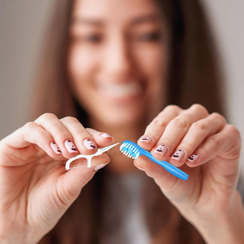 10 Pcs 5 in 1 Disposable Toothbrushes, Mini Travel Toothbrushes with Toothpaste Tongue Scraper Floss and Toothpick, On the Go Toothbrush Disposable with 4 Flavors and Case (Random color