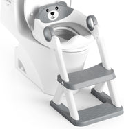 Potty Training Seat, Upgrade Toddler Toilet Seat for Kids Boys Girls, 2 in 1 Potty Training Toilet, Splash Guard Anti-Slip Pad Step Stool - White and Grey