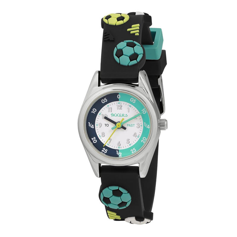 Tikkers Kids Time Teacher 3D Navy Football Silicone Strap Watch