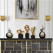 Norrclp Home Decor Modern Abstract Art Ceramic Statue Table Decorations for Dining Room Living Room Office Centerpiece, Green and Gold