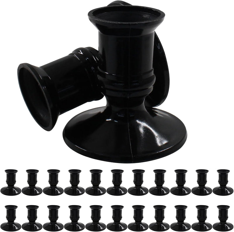 Waziaqoc 24Pcs Silver Taper Candle Holders, Plastic Candlestick Holders Only for Flameless LED Candle Decorative Pillar Candle Holder for Christmas Wedding Anniversary Dinner Party