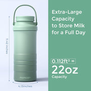 Momcozy 22oz Portable Breast Milk Cooler for Outdoor, Life Saver with 360 Total Cooling for 24 Hours, Larger Capacity Travel Breastmilk Chiller with 2pcs Baby Bottles for Breastmilk Storage, Green