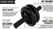 SKY LAND Ab Double Wheel Exercise Roller Wheels - Black, Abdominal Wheel, Core Strength & Stability Trainer for Home Workouts, Compact & Portable Abdominal Fitness Equipment