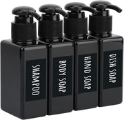 Segbeauty Shampoo and Conditioner Dispenser Refillable, 3pcs 16.9oz Shower Bottles Soap Dispenser with Labels, 500ml Empty Plastic Square Pump Bottle Dispenser Body Wash Containers for Bathroom Black - Black-small 100ml