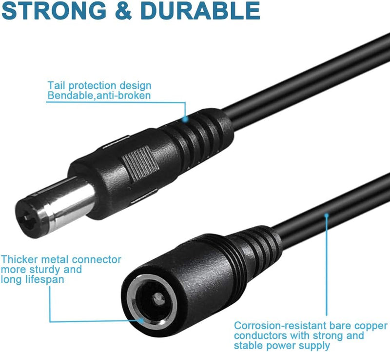 Dc Power Extension Cable,5.5mm x 2.1mm 12v Extension Cord 10FT Security Camera Cable DC Male to Female Extender Wire for CCTV IP Indoor Camera Dvr Standalone LED Strip,DC Supply Adapter