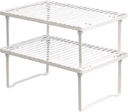 Amazon Basics Stackable Metal Kitchen Storage Shelves, Set of 2 - White - Set of 2