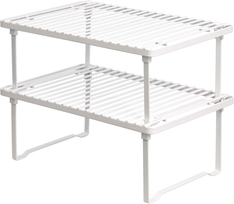 Amazon Basics Stackable Metal Kitchen Storage Shelves, Set of 2 - White - Set of 2