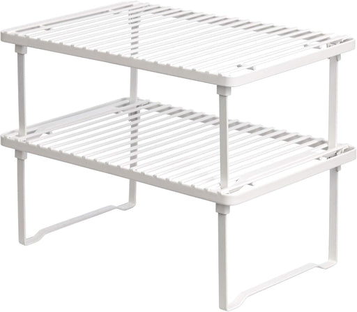 Amazon Basics Stackable Metal Kitchen Storage Shelves, Set of 2 - White - Set of 2