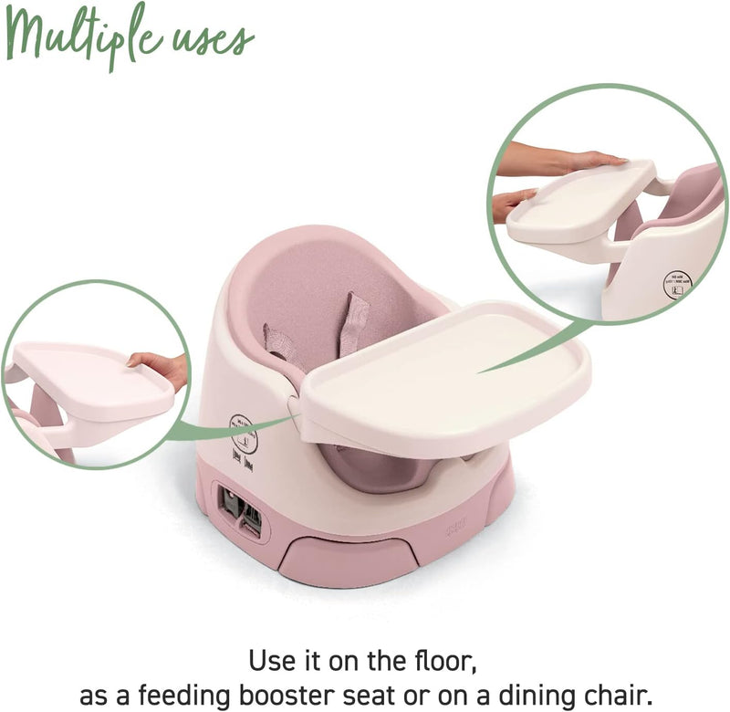 Mamas & Papas Baby Bug Booster Seat for Dining, Detachable Tray, Harness, Adjustable Seat and Non-Slip Feet - Pebble Grey