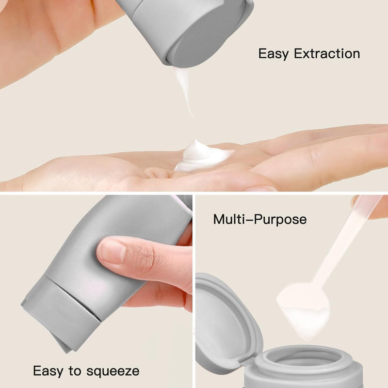 NALACAL Travel Dispenser Bottles for Toiletries, 5 Pack Travel Size Containers, Leak Proof Refillable Travel Accessories for Shampoo Conditioner, Portable Travel Bottles with Clear Toiletry Bag
