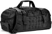 Travel Duffle Bag Backpack for Men - Large Tactical Bags Weekender Gym Bag for Overnight Traveling Military Workout Deployment Sports (Black, 45L) - 25L Black/White