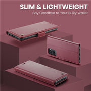 For Oppo A96 4G / A36 / A76 / K10 4G / Realme 9i 4G Leather Case RFID Blocking 3 Card Slot Mobile Cover - Red