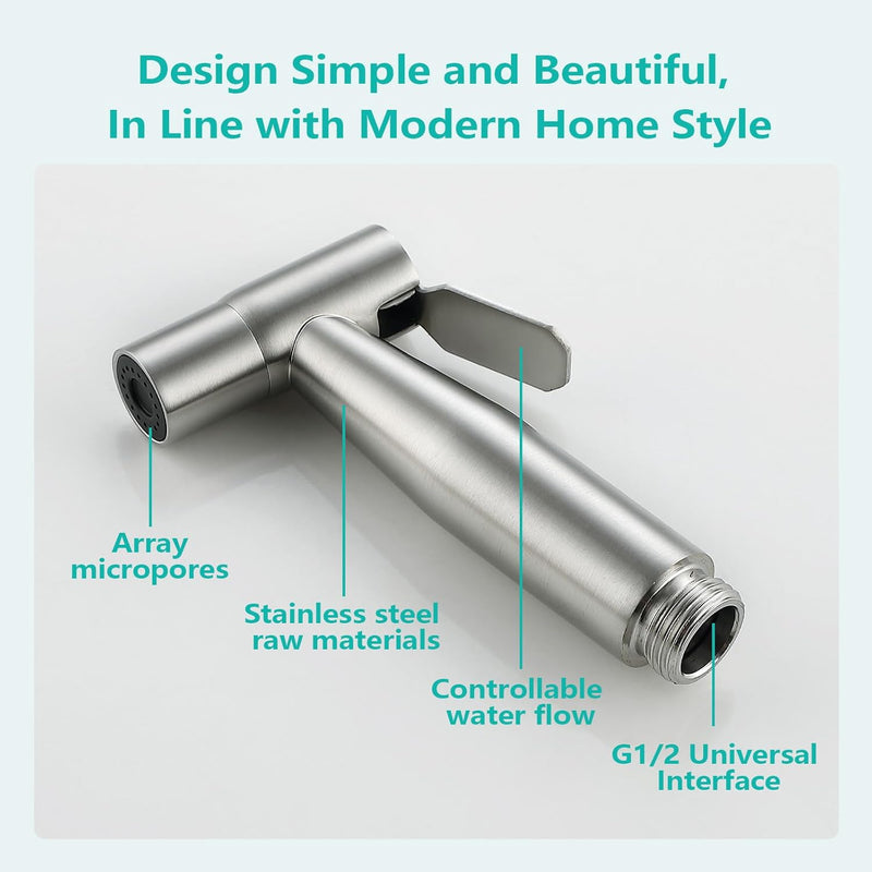BARROCK All Metal Stainless Steel Hand Held Bidet Sprayer for Toilet, High Pressure Sprayer Head Brushed Gold