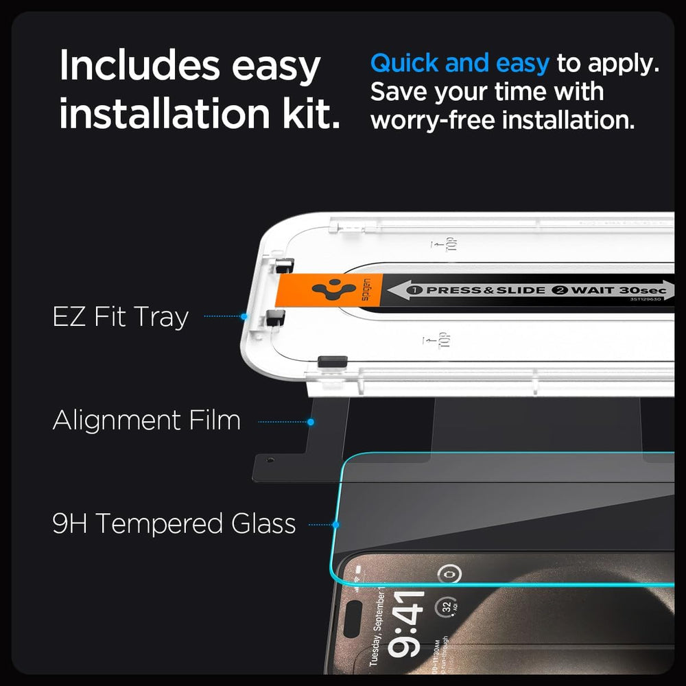 GLAStR EZ FIT Designed for iPhone 15 Pro MAX Screen Protector (2023) Premium Tempered Glass - Case Friendly with Sensor Protection 2 PACK