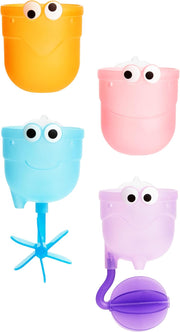Munchkin Falls Bath Scoop & Pour Set , bath toy, bath activity fun, colorful toy to keep kids engaged, infant/baby/toddler/kids, 12 Months and above. Pack of 4