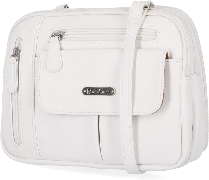 Zippy Triple Compartment Crossbody Bag - White