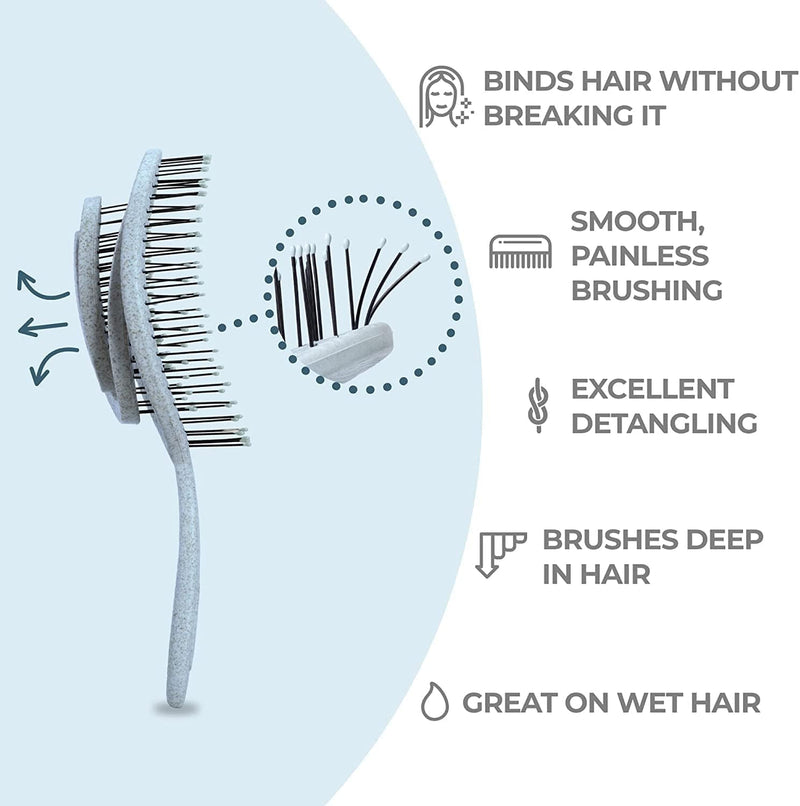 Ninabella Organic Detangling Hair Brush for Women, Men & Children - Does not Pull on Hair - Hair Straightening Brushes for Straight, Curly & Wet Hair - Unique Spiral Hairbrush, Rose Gold