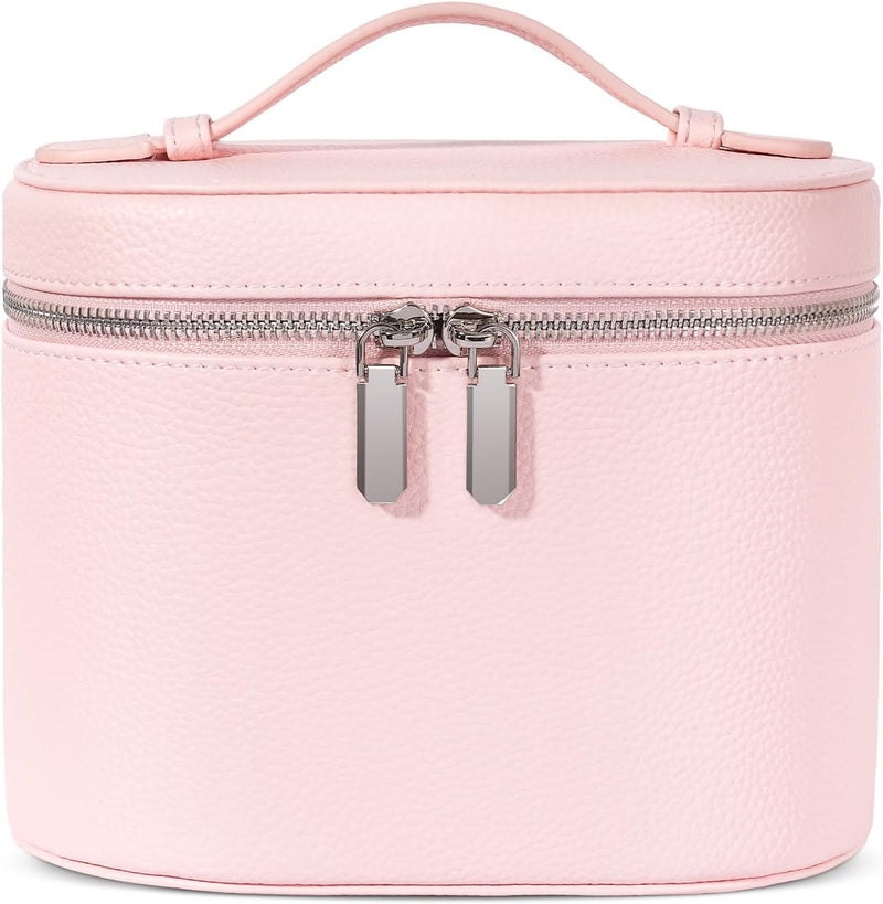 Makeup Bag Travel Makeup Bag with Compartments and Handle Portable Toiletry Bag for Women - Pink