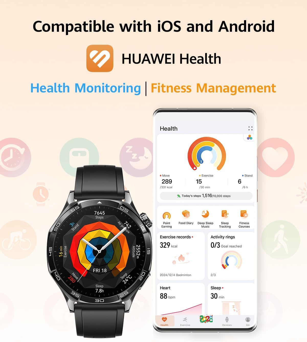 WATCH GT5 46mm Smartwatch, upto14 Days Battery Life, Sharp-Edged Design, Health Tracking, iOS & Android Compatible, 3 Months HUAWEI Care+, Black – image 9