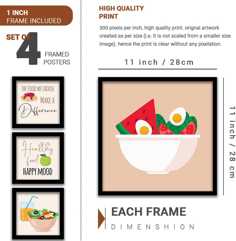 kotart Engineered Wood Photo Frames For Kitchen And Restaurant Wall Decoration - Food Quotes Decor Poster With Frame (11 Inch X 11 Inch, Multi) Design-2, Square)