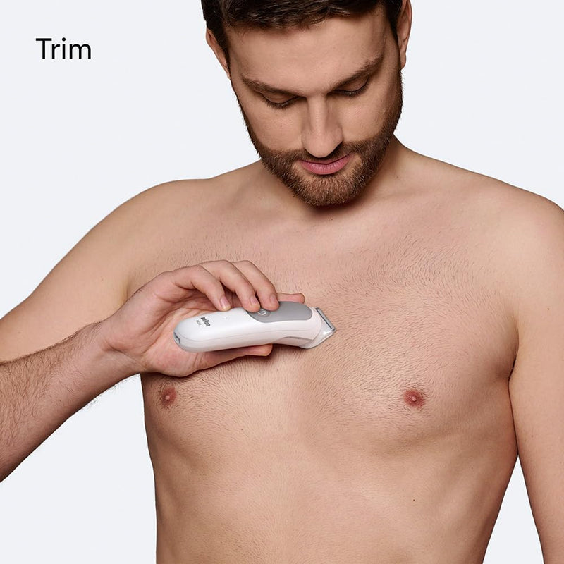 Braun Body Groomer Series 5, +7 Grooming Tools, with SkinGuard, 100 Min Runtime, Gentle On Sensitive Areas, Trim & Shave Hair with SmoothShave & SensitiveTrim, Waterproof, BG5550, Grey