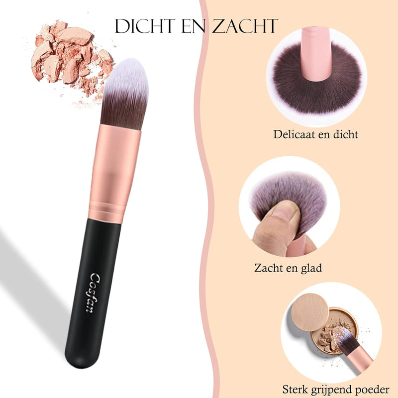 Tapered Kabuki Makeup Brush Concealer Brush for Liquid Foundation Powder Cream Contour Buffing Stippling Blending, Soft Synthetic Bristles Face Eye Shadows Black Brush, Large Mineral Powder Brush