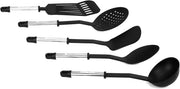 Royalford 5 Pieces Slotted Spatula - Solid Spoon - Pasta Spoon - Masher & Ladle - Silicone Utensil Kitchen Gadgets Set - Medium