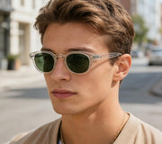 Unisex Vintage Retro Round Style Tinted Sunglasses For Men Women Fashion Circle Sun Glasses 46mm - C27 Crystal Frame/G15 Lens