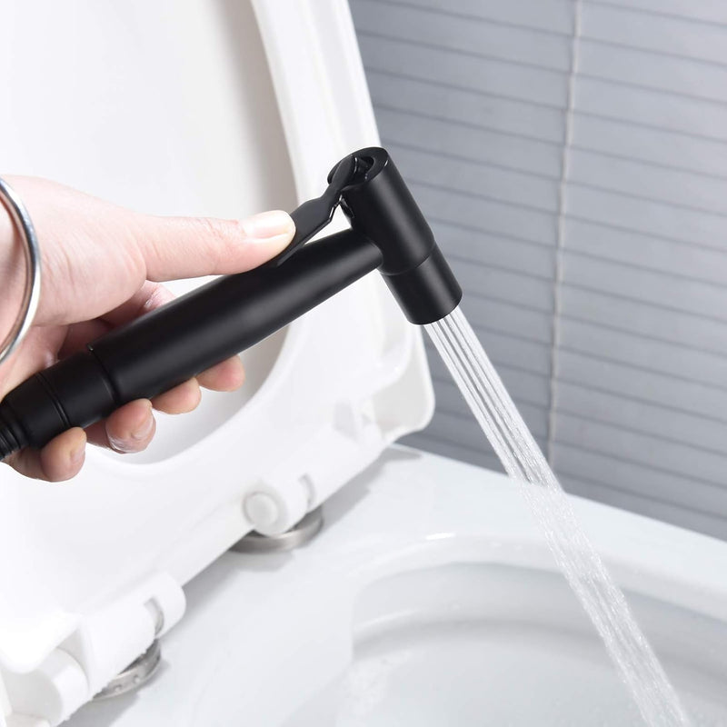 Tecmolog Cloth Diaper Sprayer Shattaf Stainless Steel Hand Held Sprayer Bathroom Black Bidet Sprayer Head for Toilet, WS024C