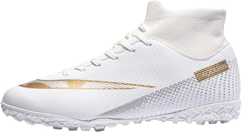 Football Boots for Man & Women,High Top Professional Soccer Shoes Non-Slipping Football Sneaker Football Boots Soccer CleatsSoccer Athletics Training Shoes Youth Students - White-1