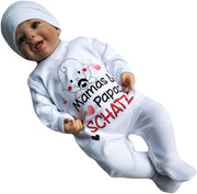 MEA BABY Unisex Baby Strampler mit Spruch Mamas & Papas Schatz,100% Baumwolle. Baby Strampler Weiß. Baby Strampler für Mädchen Baby Strampler für Jungen.