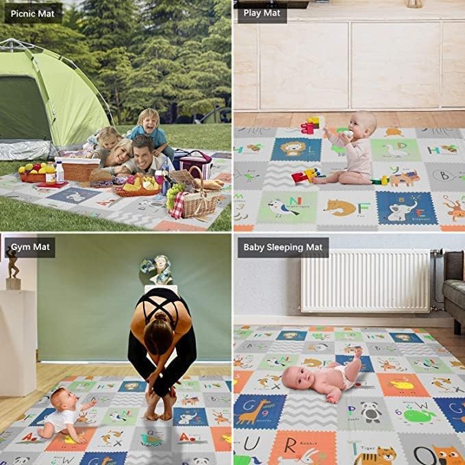 Delopik Foldable Baby Play Mat, Waterproof Foam Floor Baby Crawling Mat -FR137-1 (150 * 180 cm) (Multi Design)