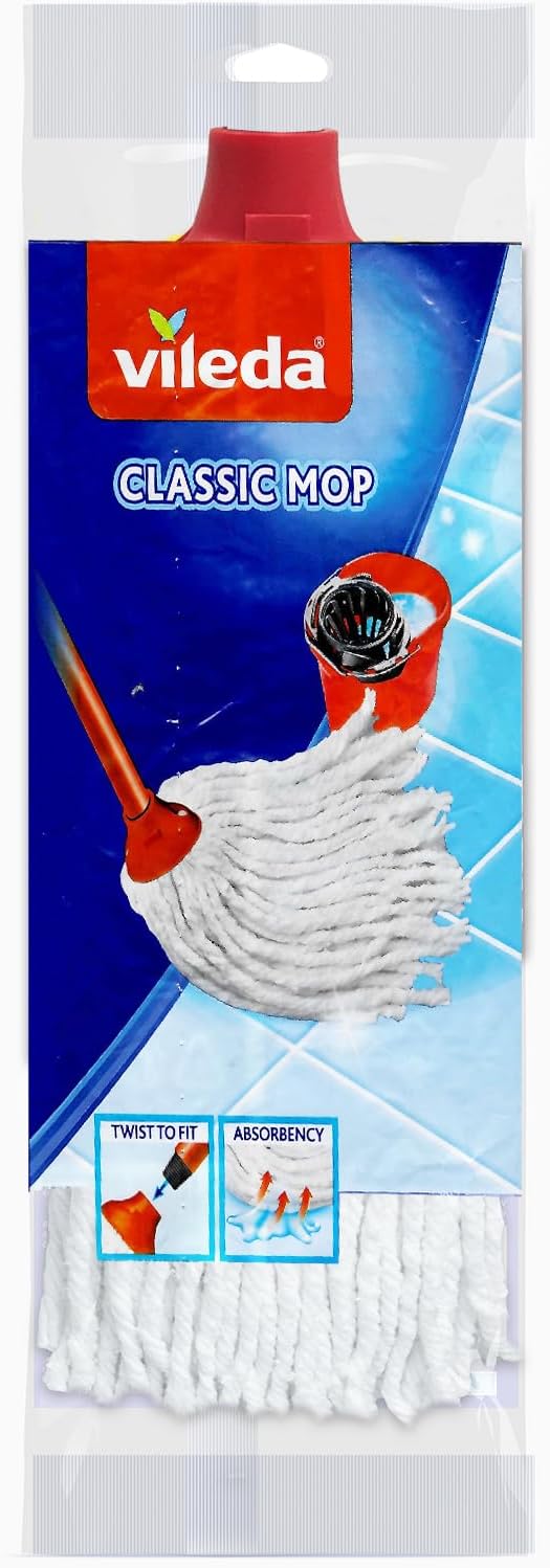 3action Supermocio Floor Mop with a Stick, Versatile, Red Spot Eraser, Blue Microfibre, 3d Red Spots, 14 X 7 X 157 Cm - 10 x 6 x 35 cm Cotton Mop Refill