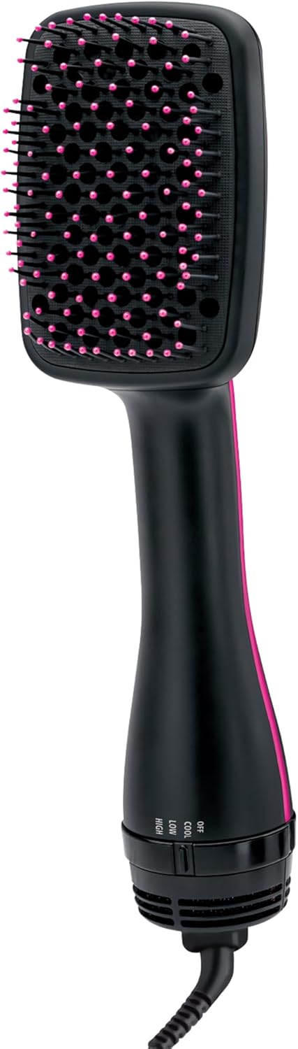 Revlon RVDR5212 Perfect Heat One Step Dryer & Styler, 1100 Watts, 2 heat speed setting. Large paddle design. - RVDR5212 – Pink/Black