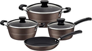 Tramontina Sicilia 9 Pieces Hazelnut Aluminum Cookware Set with Interior and Exterior Starflon Excellent PFOA Free Nonstick Coating - 7 Pcs Hazelnut