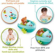 Hape Tubing Pull-Back Boat Moving Bath Speedboat Toy For Toddlers, 18 Months and Up